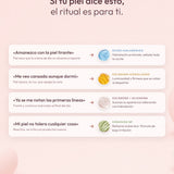 Para quién es: piel seca, piel opaca, primeras líneas y piel sensible, y el activo que trabaja cada caso